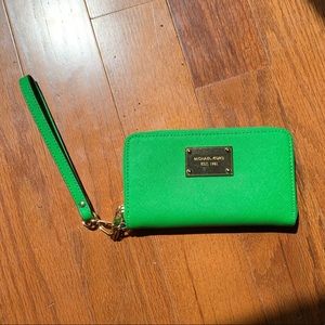 Bright Green Michael Kors Wristlet